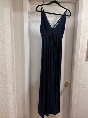 Lucy Paris Navy Double-Strap V-Neck Maxi Dress